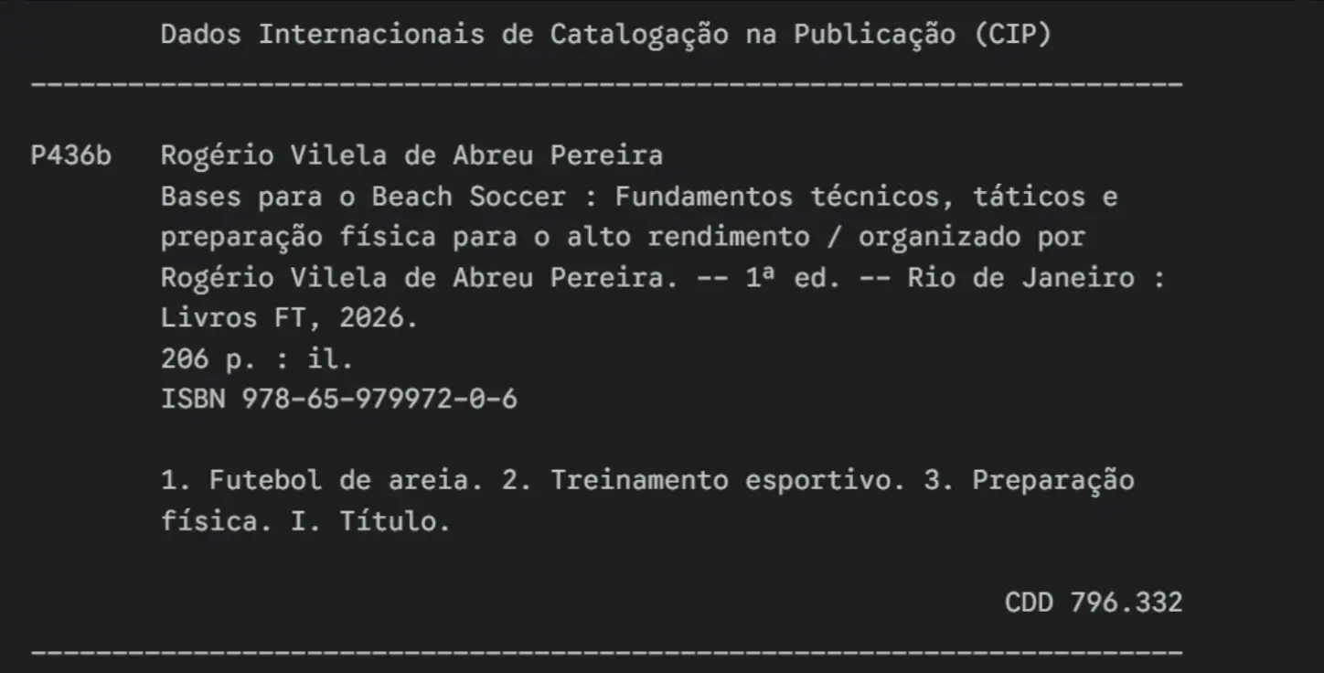 Ficha catalográfica de Bases para o Beach Soccer